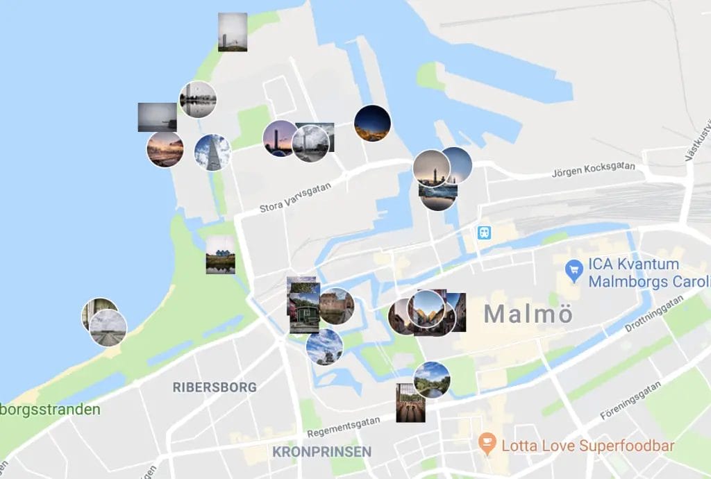 Malmö Instagram Spots - Fotokarte