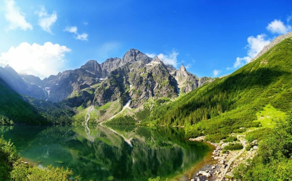 Polen Sehenswürdigkeiten - Spiegelung im Morskie Oko See