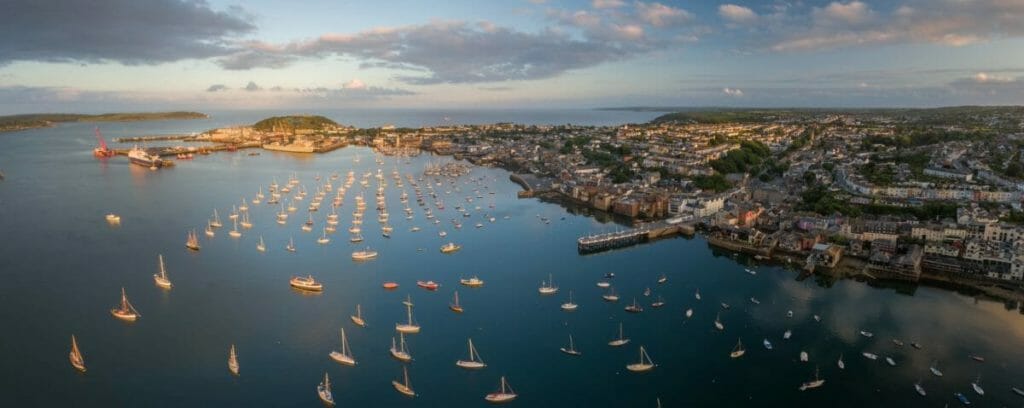 Arial view on Falmouth- Best places to stay Cornwall 