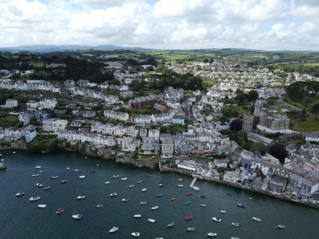 Arial view on Fowey - Best places to stay Cornwall