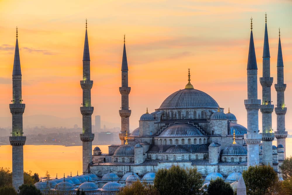 Die blaue Moschee im Sonnenuntergang - Türkei Sehenswürdigkeiten