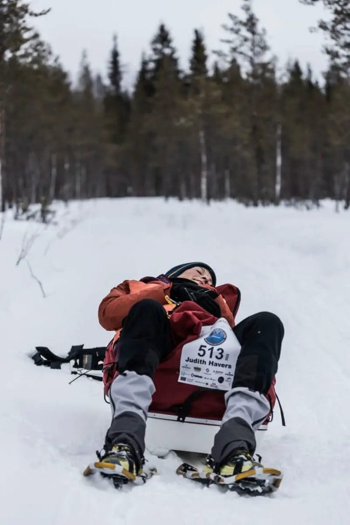 Judith döst beim Montane Lapland Arctic Ultra