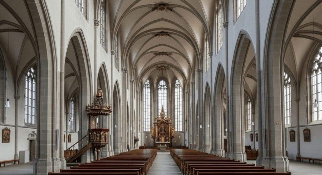 Die St. Wilhadi Kirche, die älteste Kirche Stades, beeindruckt mit ihrer schlichten Eleganz und dem monumentalen Altar. Stade Sehenswürdigkeiten