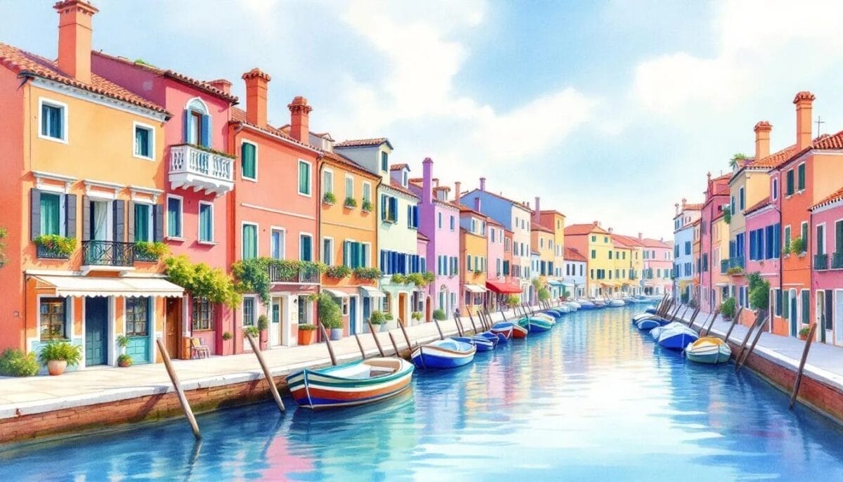 Bunte Häuser auf der Insel Burano, eine der sehenswerten Inseln in Venedig.