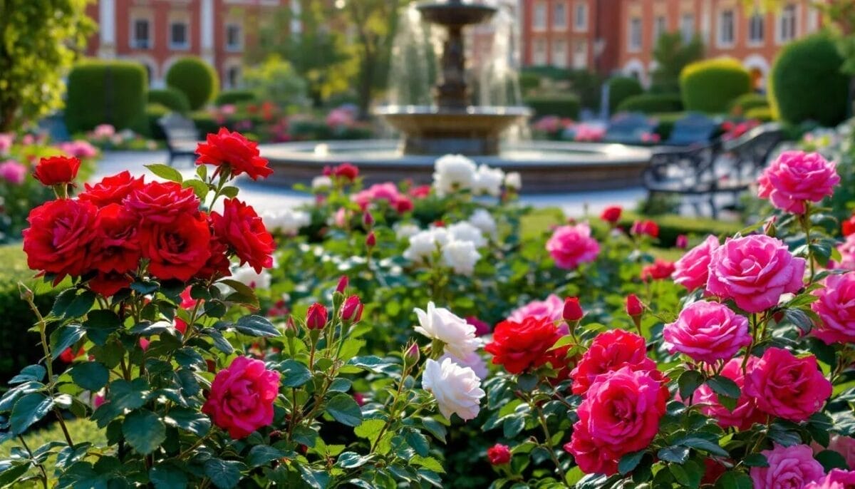 Sehenswürdigkeiten Bad Langensalza: Entdecke die schönsten Highlights der Rosenstadt 2 Im Rosengarten von Bad Langensalza blühen prächtige Rosen in verschiedenen Farben, umgeben von üppigem Grün und gepflegten Wegen. Dieser Garten ist ein beliebtes Ausflugsziel in Thüringen, das Ruhe und Entspannung inmitten der Natur bietet.