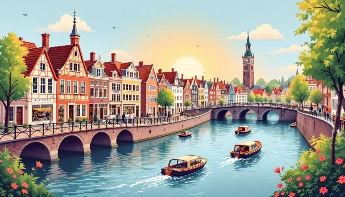 Die Grachten und Kanäle von Friedrichstadt, ein beliebtes Ziel für Touristen.