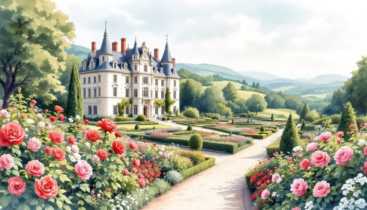 Das Château des Rohan in Saverne, umgeben von schönen Gärten und Rosengärten.