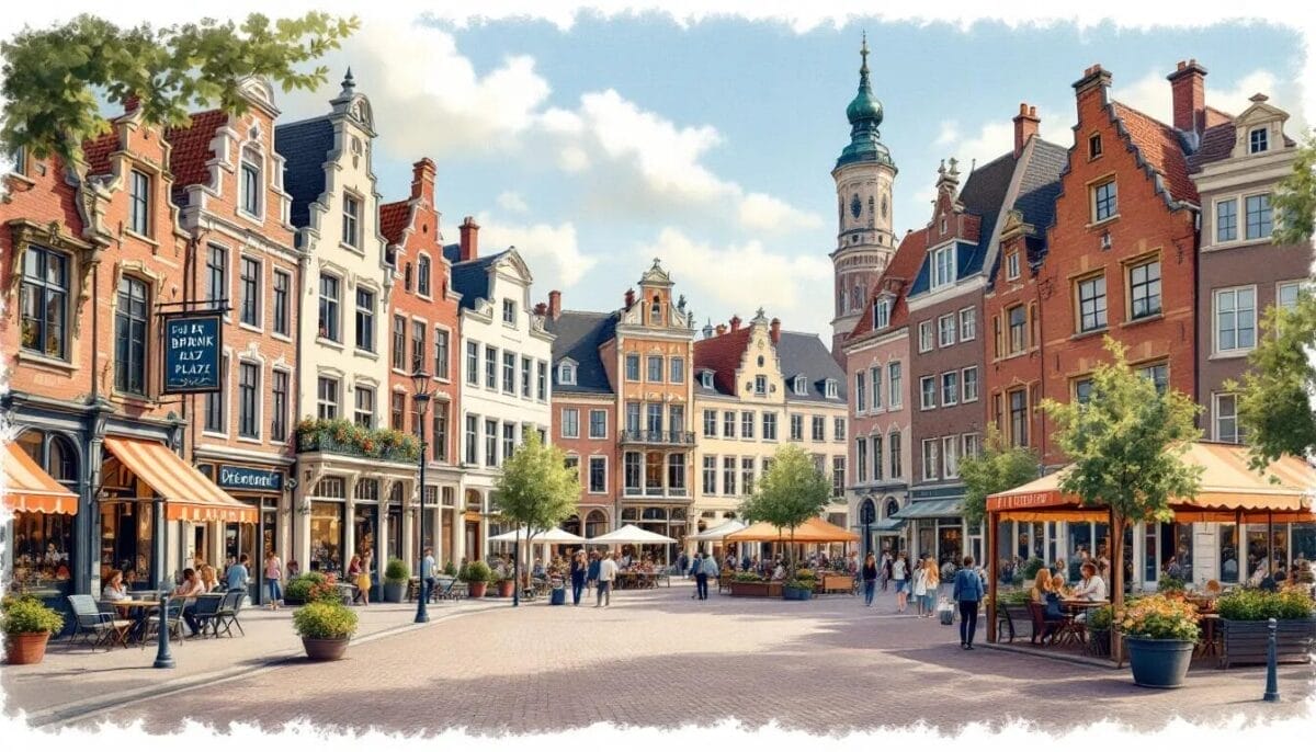 Der Brink Platz in Deventer, ein belebter Platz mit Cafés und Veranstaltungen.