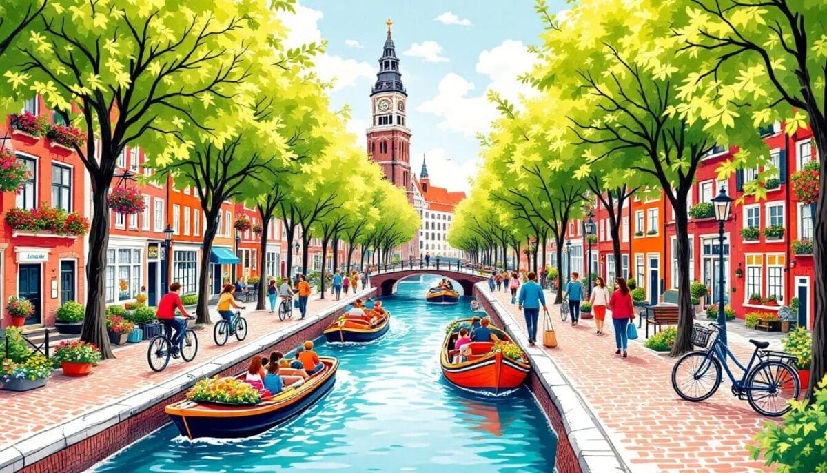 Aktivitäten in Friedrichstadt, einschließlich Grachtenfahrten und Fahrradtouren.