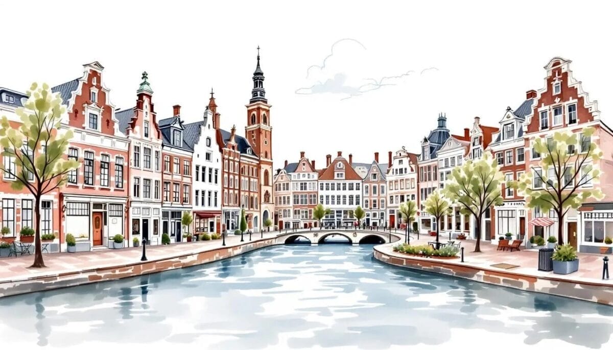 Der zentrale Platz von Amersfoort, umgeben von historischen Gebäuden und Grachten.