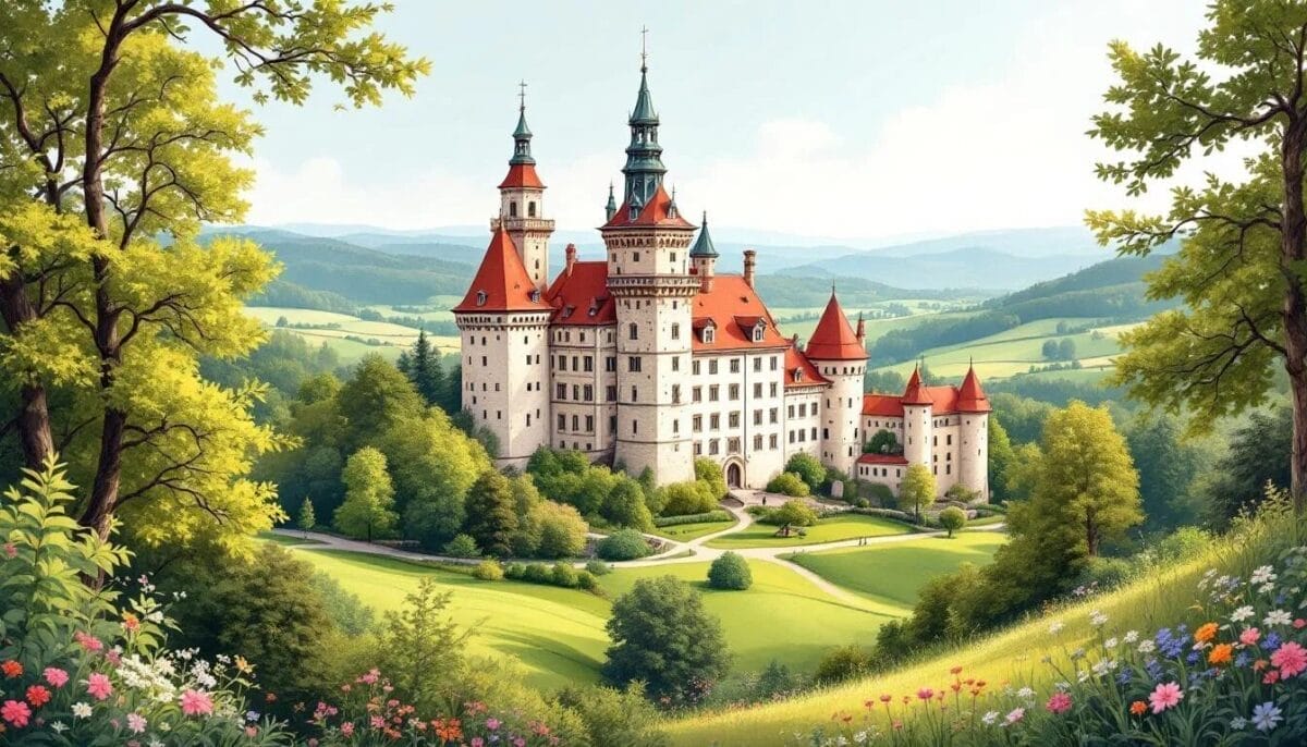 Das beeindruckende Landgrafenschloss in Rotenburg an der Fulda, umgeben von Natur.