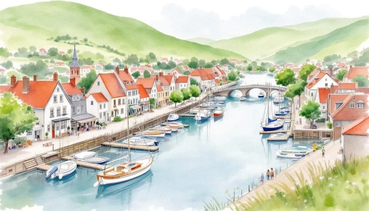 Die Top 11 Saverne Sehenswürdigkeiten für deinen Besuch im Elsass 9 Blick auf den Yachthafen in Saverne mit Booten und der umliegenden Landschaft.