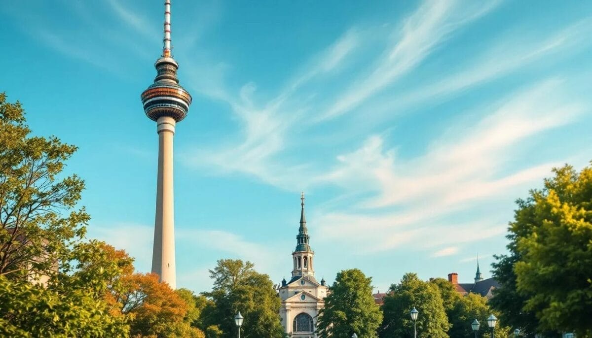 Stuttgart Sehenswürdigkeiten: Die 12 besten Highlights für deinen Besuch 7 Der Stuttgarter Fernsehturm im Hintergrund vor einem blauen Himmel.