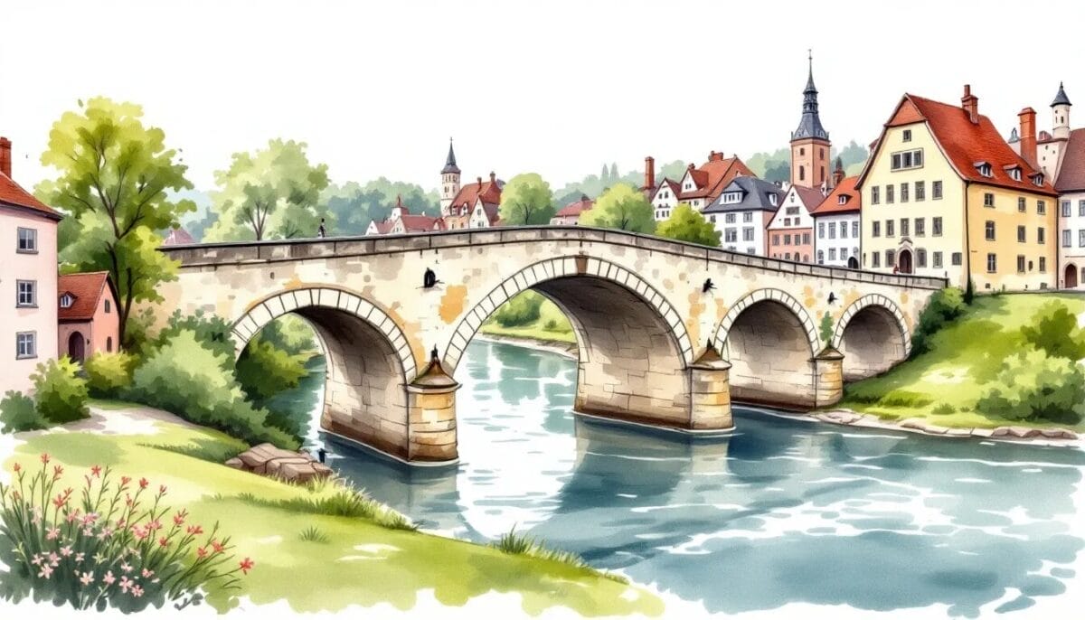 Die Alte Lahnbrücke in Wetzlar, eine historische Brücke, die über den Fluss Lahn führt und Teil der Stadtgeschichte ist.