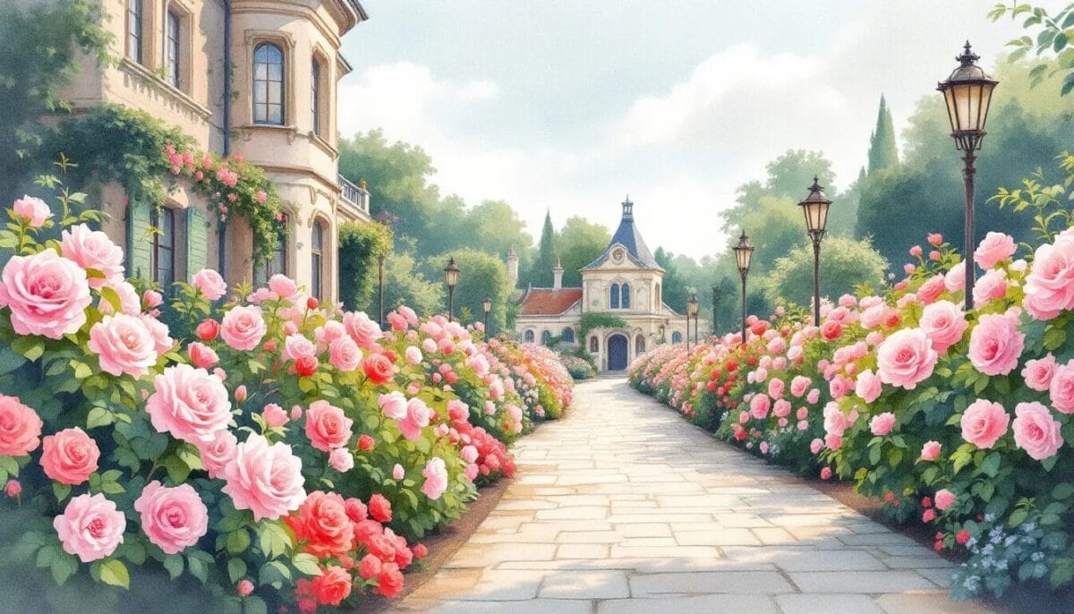 Die Roseraie de Saverne mit einer Vielzahl von Rosenstöcken in voller Blüte. Saverne Sehenswürdigkeiten