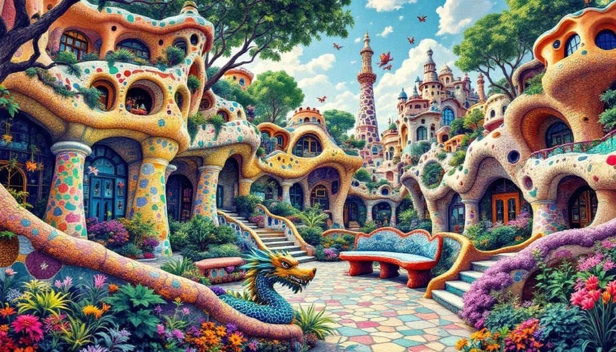 Der Park Güell ist ein fantasievoller Park von Antoni Gaudí, der zahlreiche Besucher anzieht.