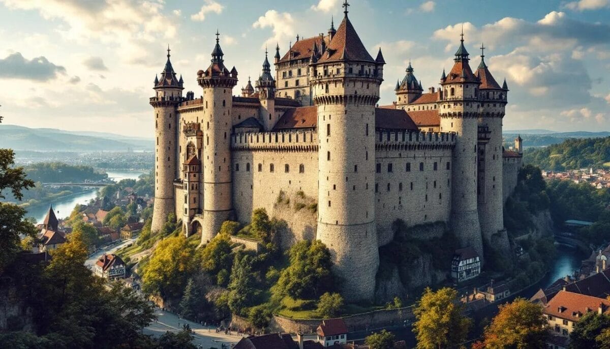 Die Esslinger Burg, eine beeindruckende Festung mit Blick auf die Stadt Esslingen am Neckar.