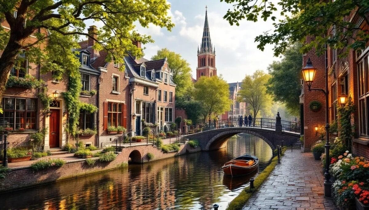 Malerische Grachten und Innenhöfe in Gouda, die den Charme der Stadt zeigen.