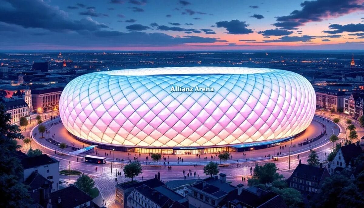 Die Allianz Arena, ein beeindruckendes Fußballstadion in München.