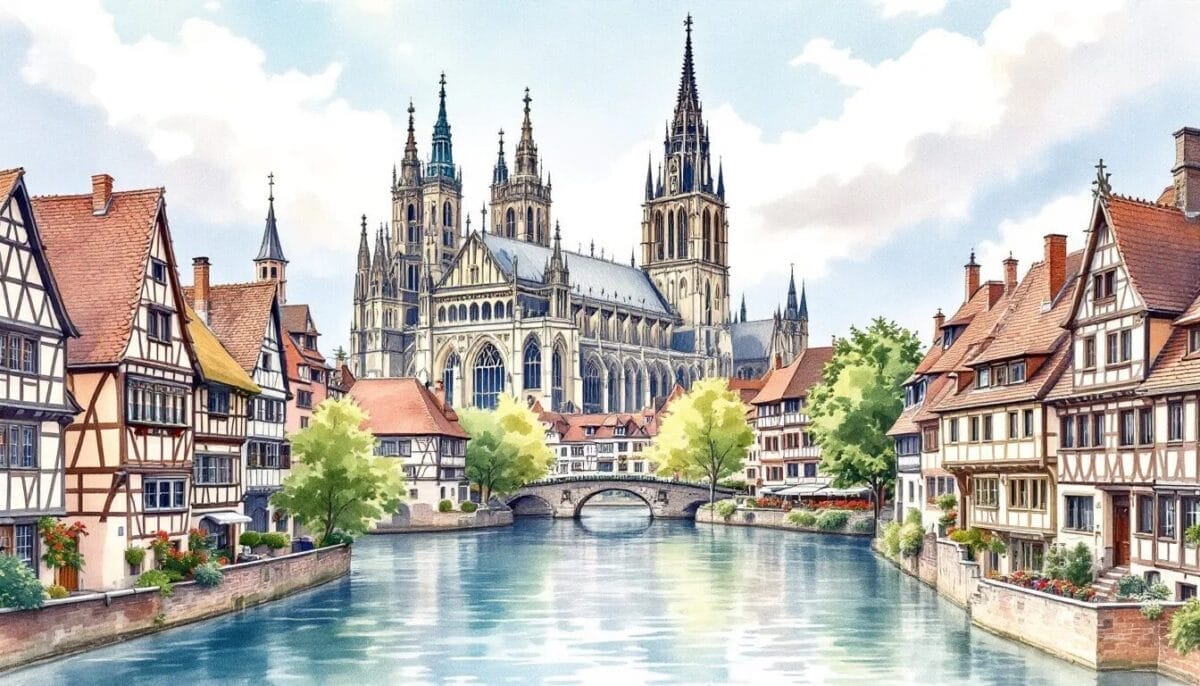 Das Straßburger Münster, eine beeindruckende Kathedrale, die als Wahrzeichen der Stadt gilt.