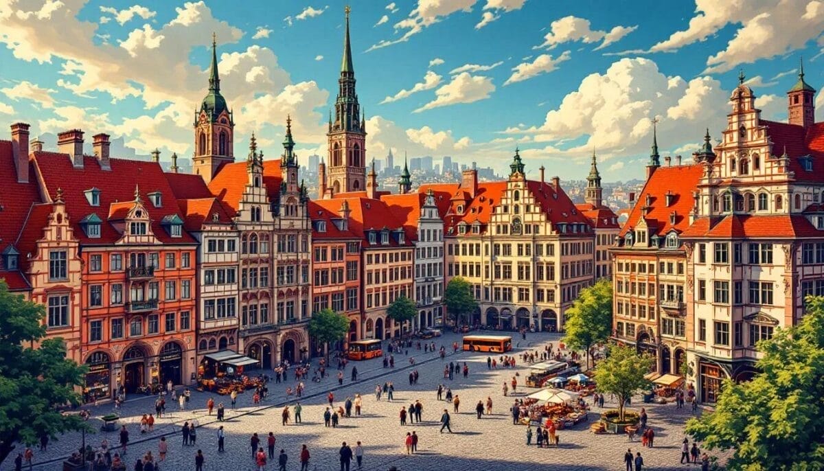 Der Römerberg in Frankfurt am Main, ein zentraler Platz mit historischen Gebäuden. Frankfurt Sehenswürdigkeiten