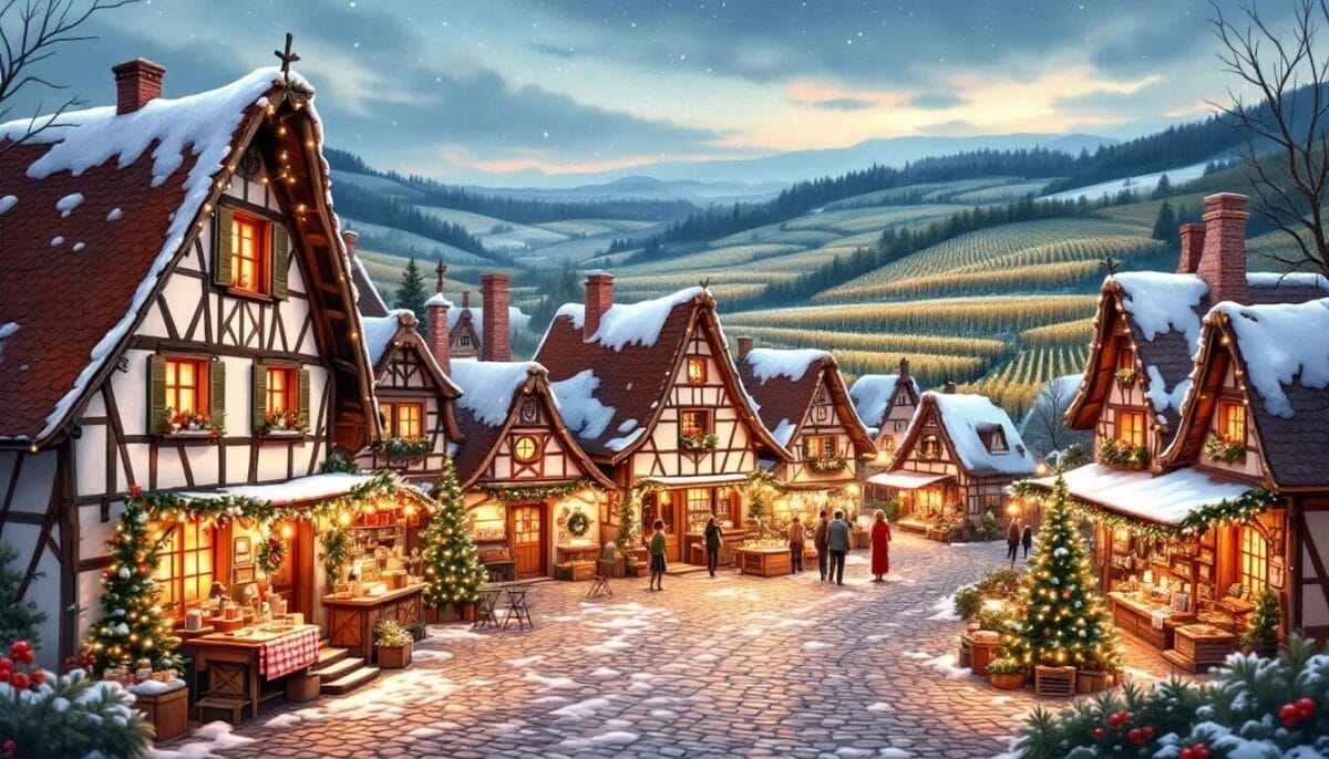 Turckheim im Elsass – Beste Aktivitäten und Sehenswürdigkeiten 5 Ein festlicher Weihnachtsmarkt in Turckheim, der Besucher aus der ganzen Region anzieht.