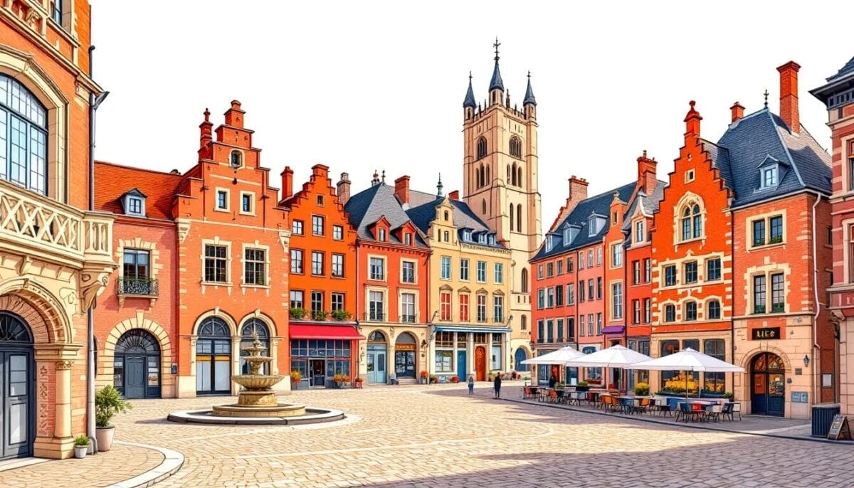 Die Altstadt von Lüttich, ein charmantes Viertel mit historischen Gebäuden.
