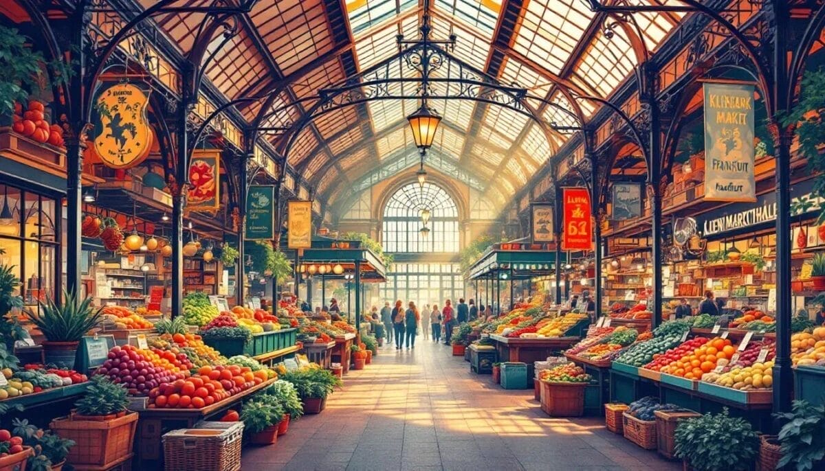 Die Kleinmarkthalle in Frankfurt, ein beliebter Ort für kulinarische Erlebnisse.