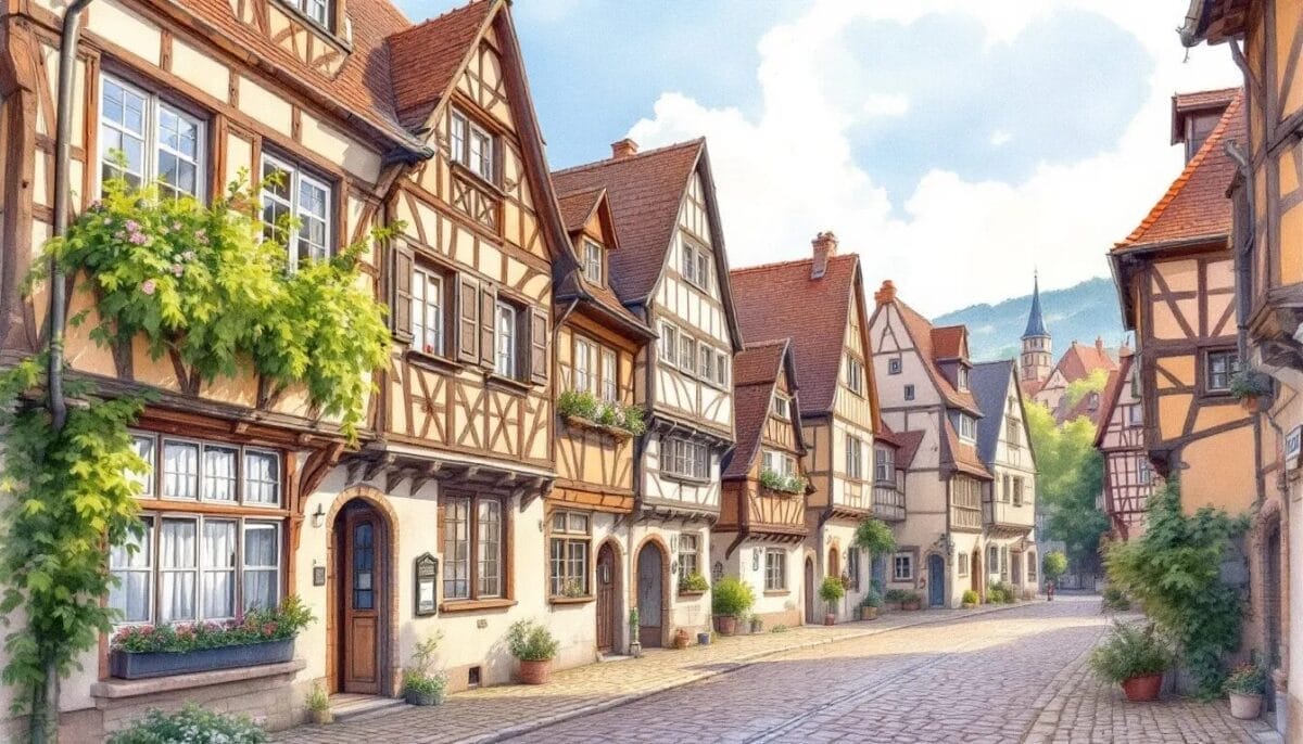 Top Alsfeld Sehenswürdigkeiten – Deine Must-See Highlights für die Reiseplanung 6 Eine malerische Ansicht der historischen Altstadt von Alsfeld mit Fachwerkhäusern.