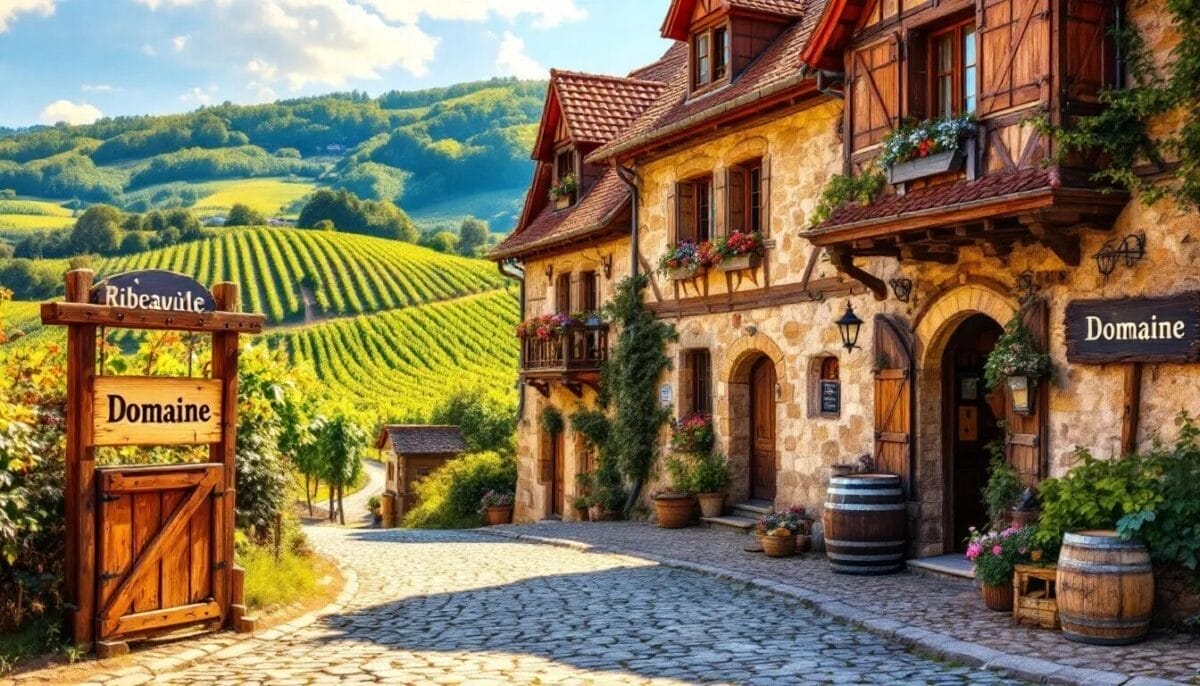 Ein traditionelles Weingut in Ribeauvillé, bekannt für seine regionalen Weine.