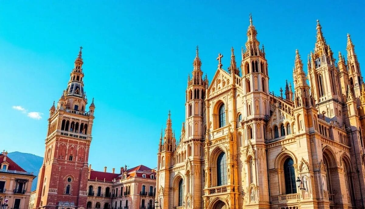 Die Kathedrale von Valencia mit dem El Micalet im Hintergrund, ein bedeutendes Wahrzeichen.