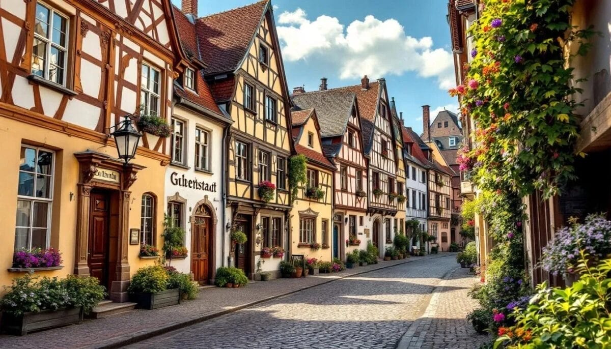 Ein Blick auf den historischen Stadtkern von Glückstadt mit seinen charmanten Gassen und alten Gebäuden.