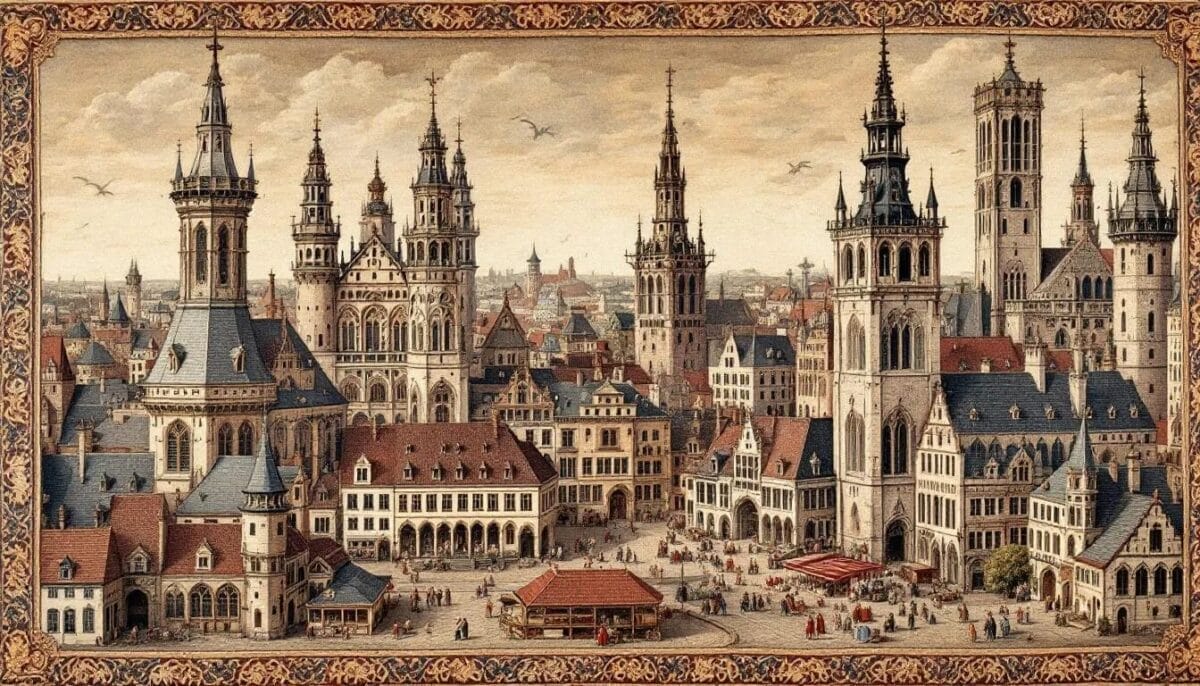 Ein Blick auf Lübecks Altstadt mit ihren historischen Gebäuden und den sieben Türmen. Lübeck Sehenswürdigkeiten